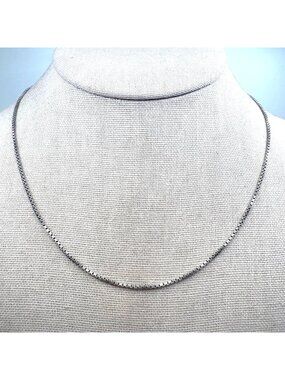 Sterling Silver 925 Box Link Chain Necklace Spring Ring Clasp Size 24" Length